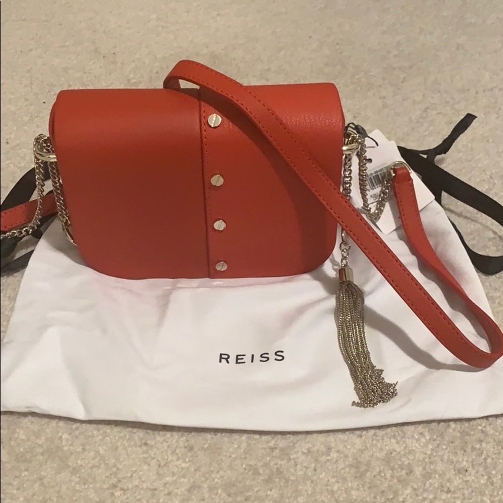 Reiss Mini Jessie Tassel Leather Crossbody Bag